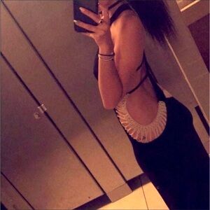 Maxi dress open back and white open crochet lace material from Charlotte Russe.